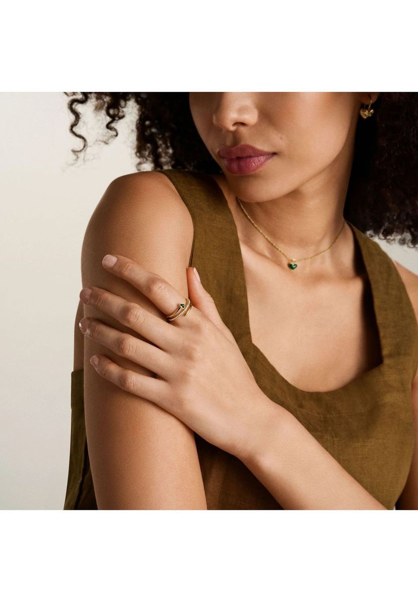 Goldring mit Malachit-Herz