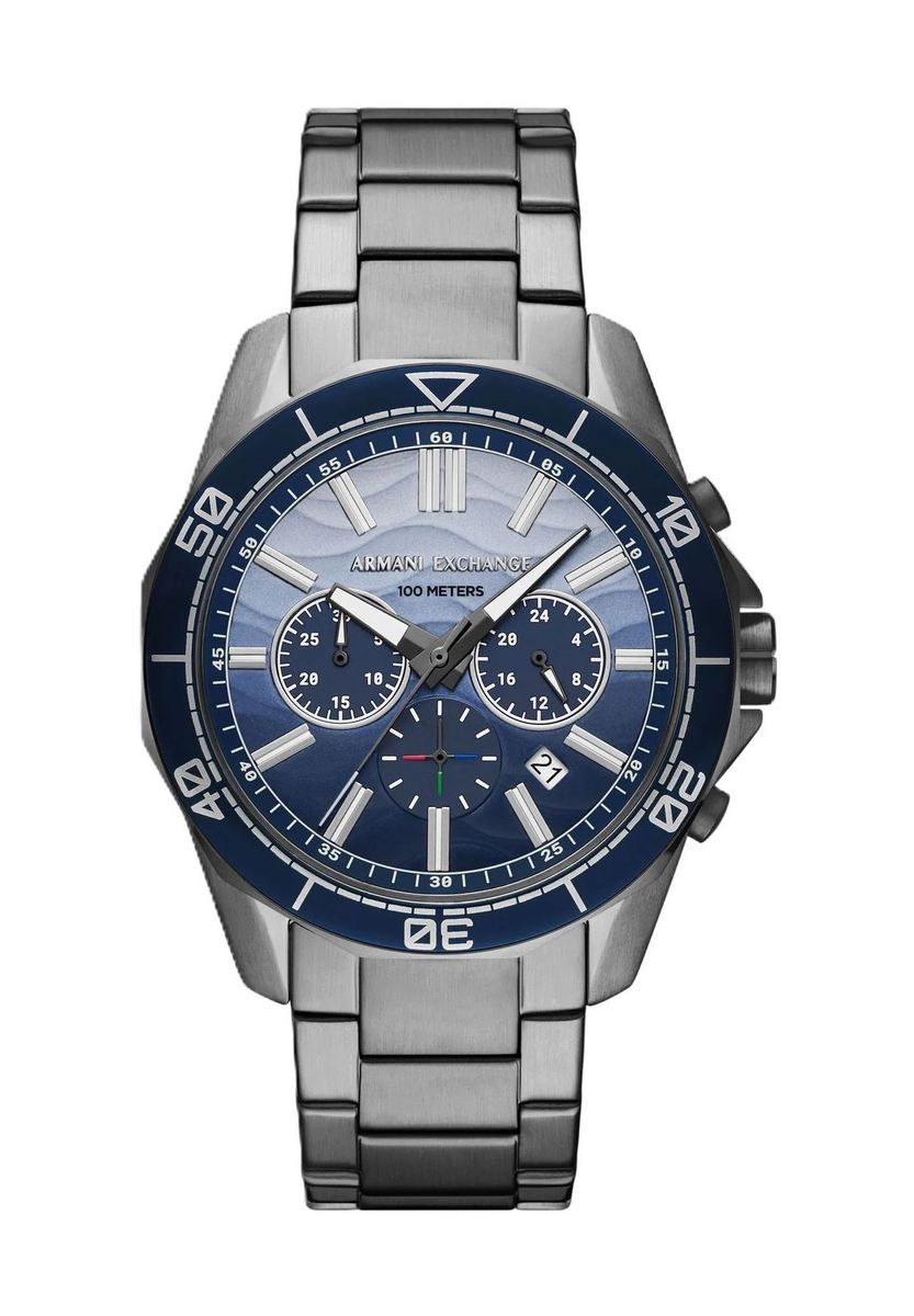 Herren Chronograph mit blauem Zifferblatt, Edelstahl