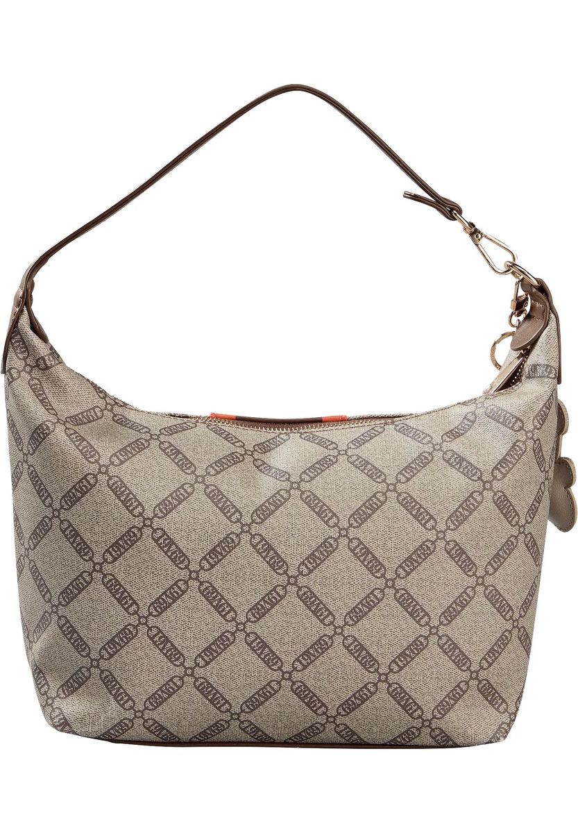 Gemusterte Hobo-Tasche mit Kontraststreifen