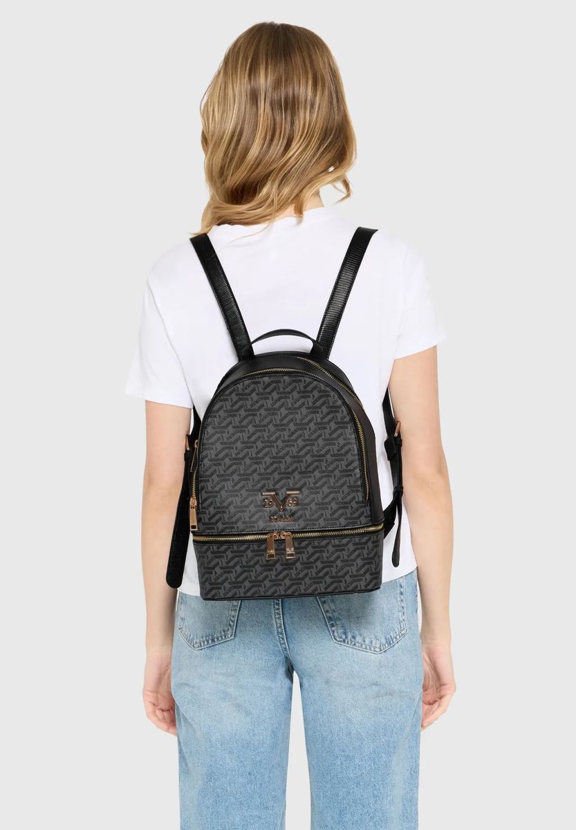 Strukturierter Rucksack mit Monogramm-Muster