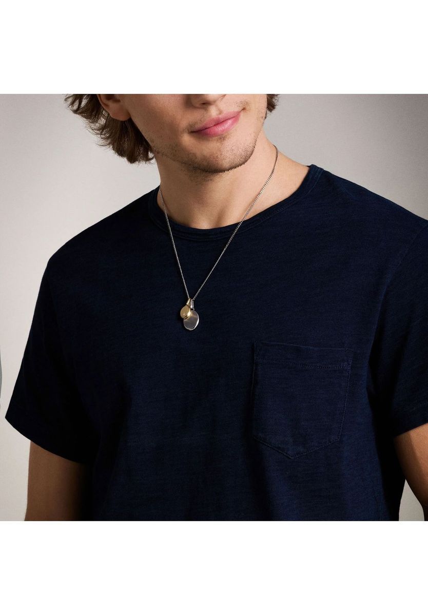 Herren Bicolor Edelstahl Oval Anhänger Halskette