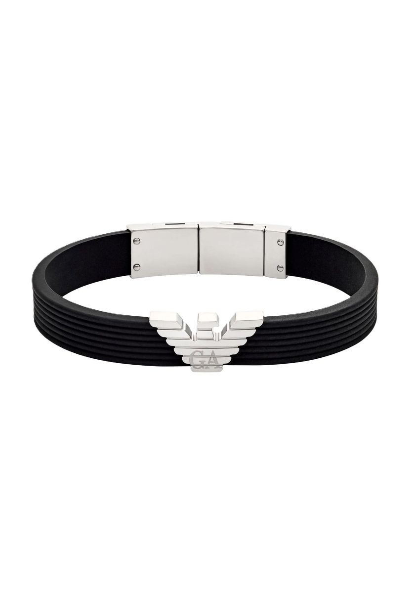 Schwarzes Silikonarmband mit Stahl-Logo für Herren