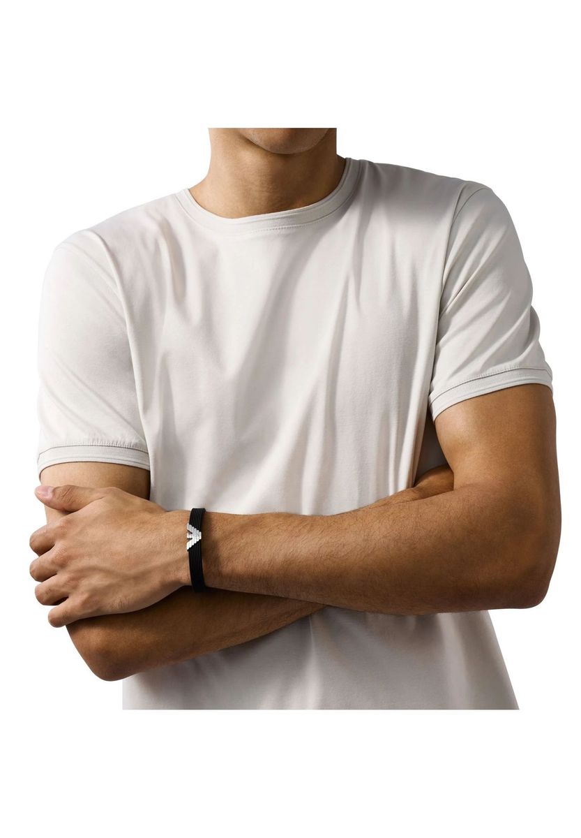 Schwarzes Silikonarmband mit Stahl-Logo für Herren