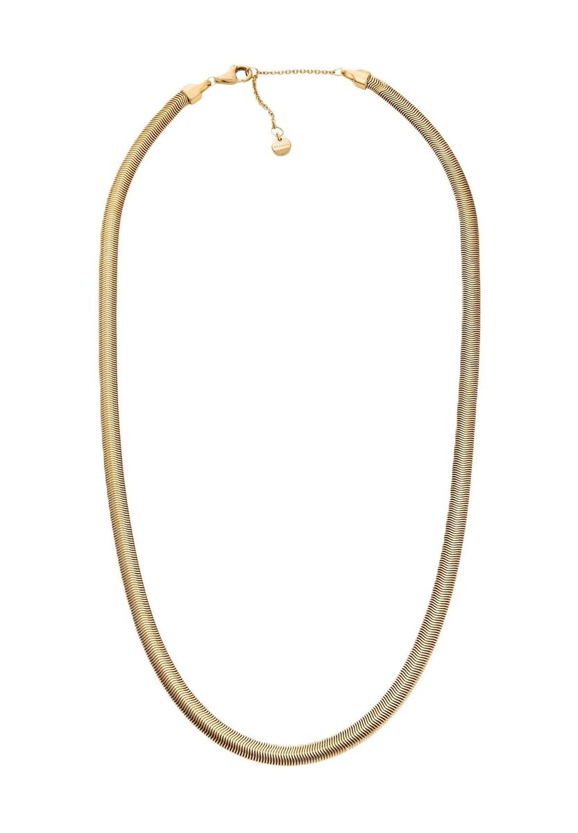 Goldene Edelstahl-Halskette im Fischgrätenmuster