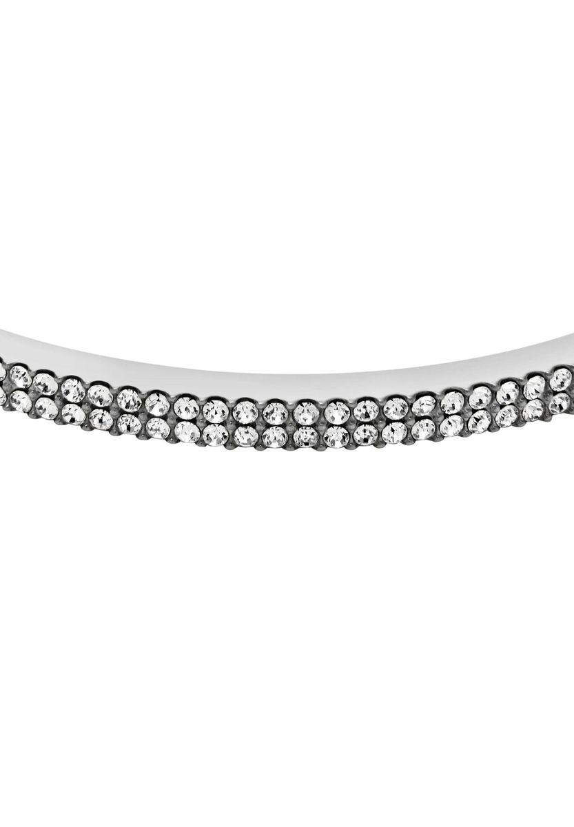 Edelstahl Armreif mit Kristall-Pave