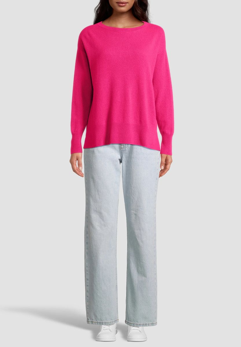 Boxiger Kaschmir-Pullover mit Rundhals