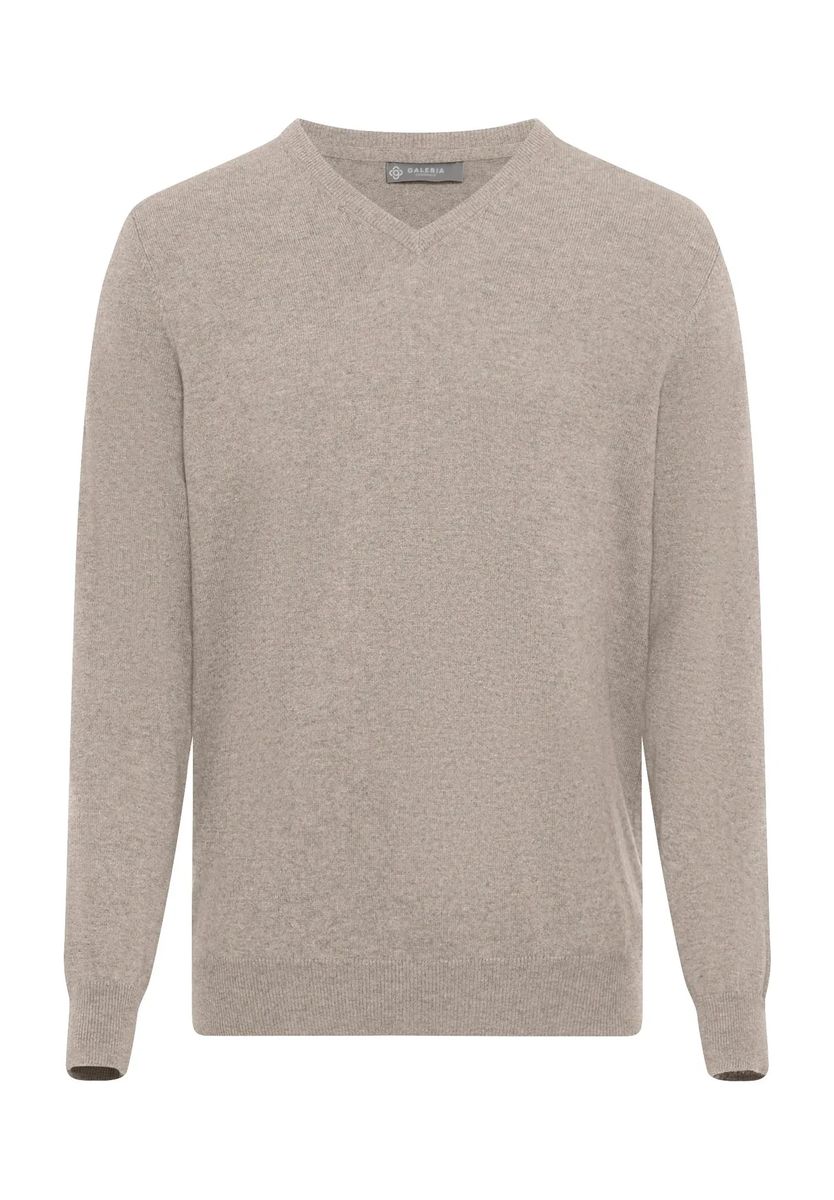 Klassischer Kaschmirpullover mit V-Ausschnitt