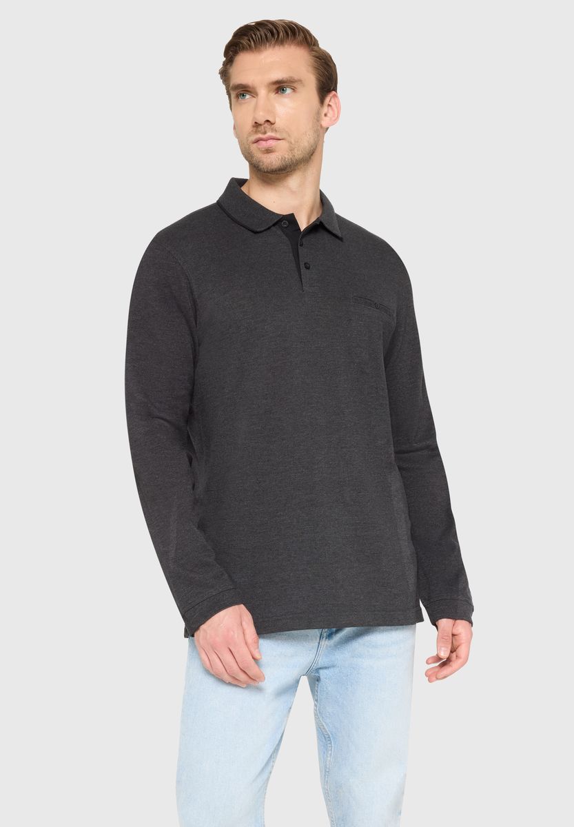 Langarm-Poloshirt mit Brusttasche