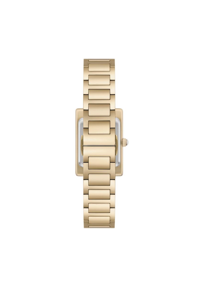 Elegante goldfarbene rechteckige Damenuhr