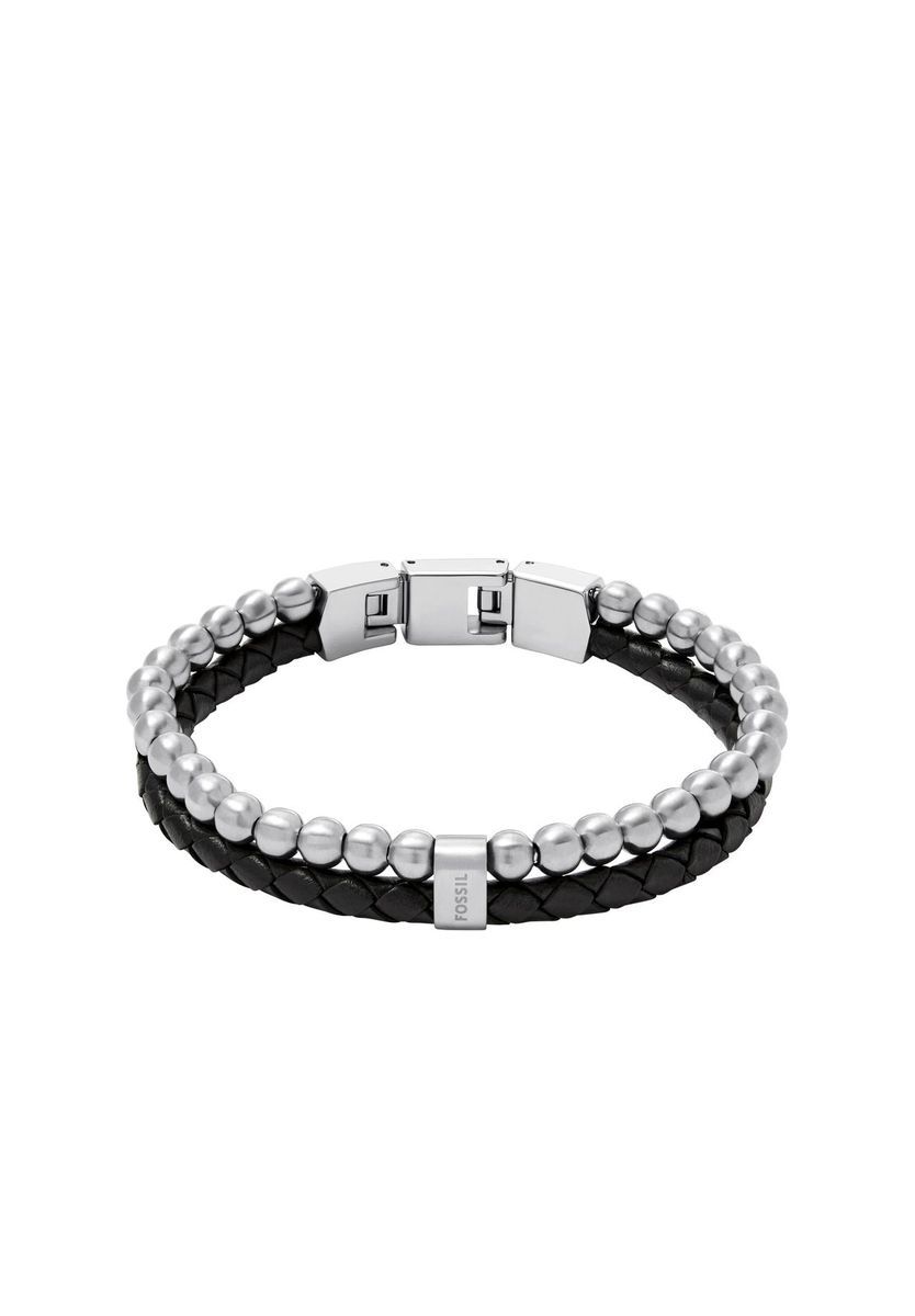 Herren Silberperlen & Geflochtenes Lederarmband