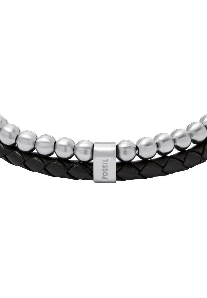 Herren Silberperlen & Geflochtenes Lederarmband