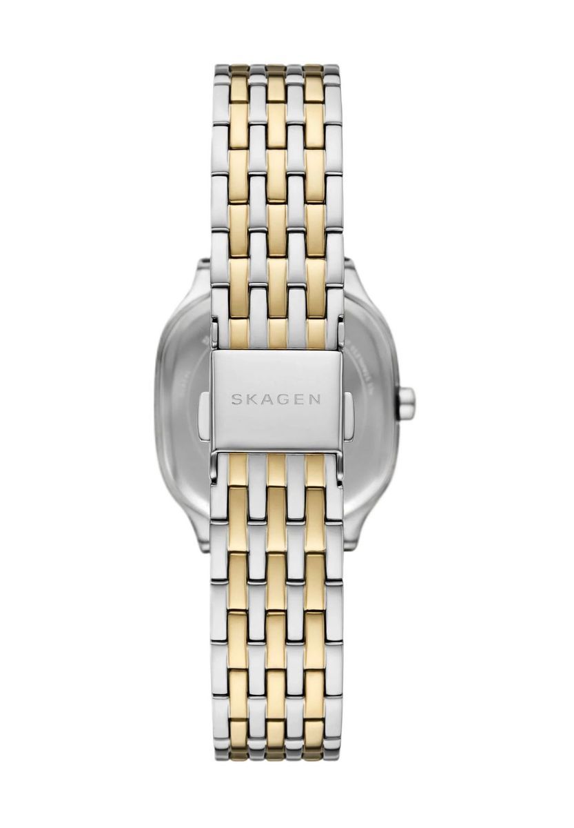 Zweifarbige Armbanduhr mit silbernem Zifferblatt