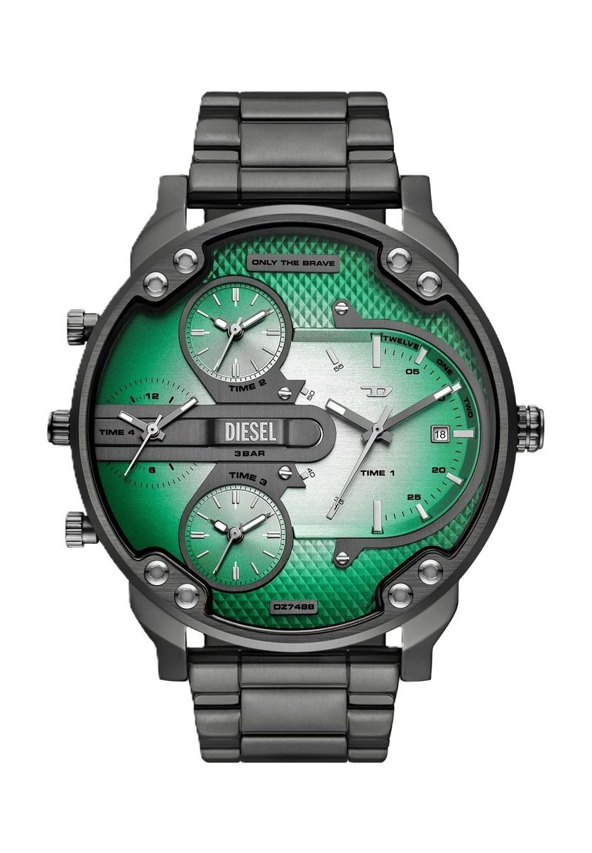 Grün Zifferblatt Mehrfach-Zeitzonen Chronograph