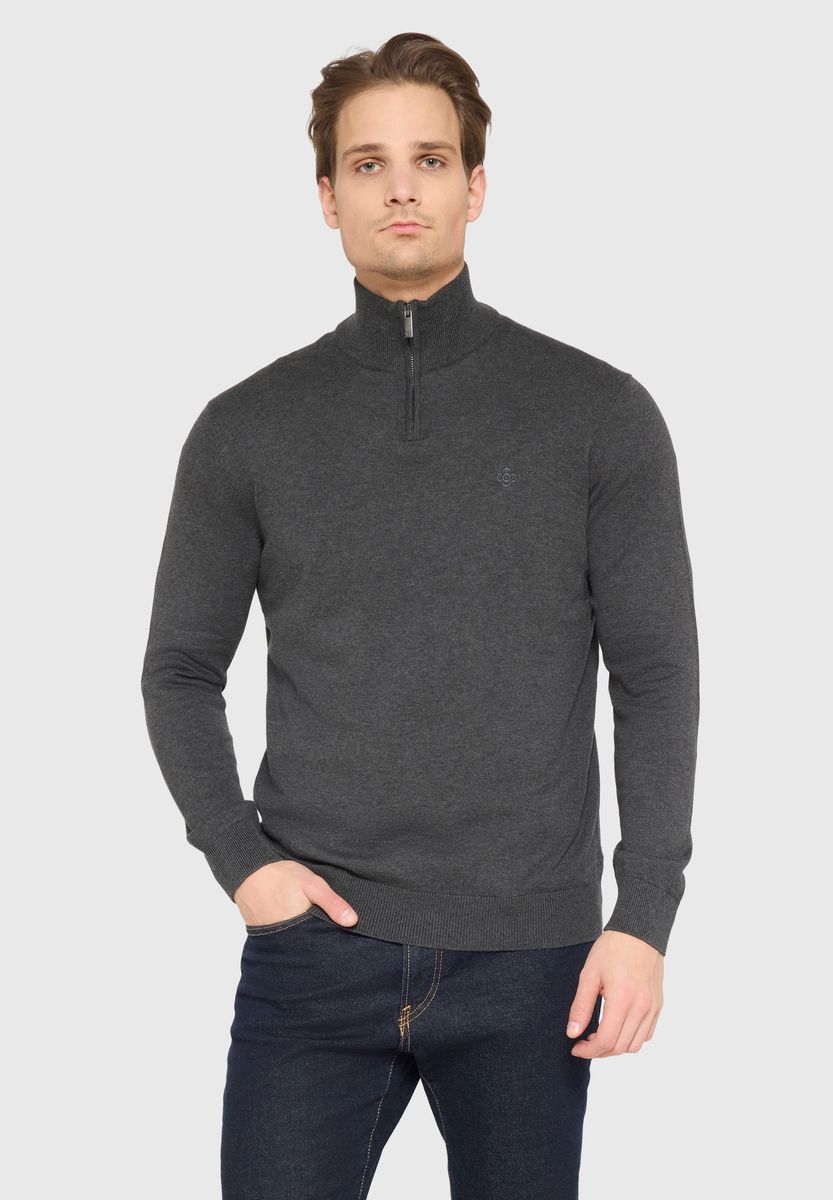 Klassischer Troyer-Pullover mit Reißverschluss