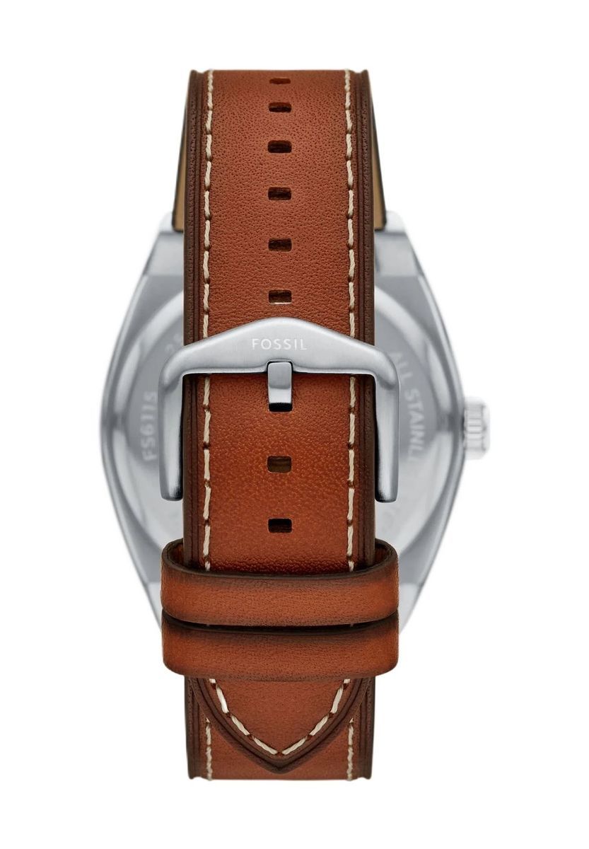 Klassische Armbanduhr blaues Zifferblatt braunes Leder