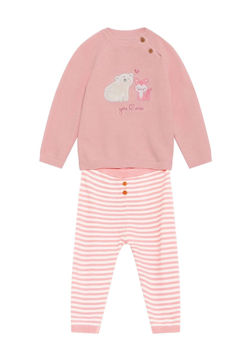 Besticktes Strickpullover- und Leggings-Set