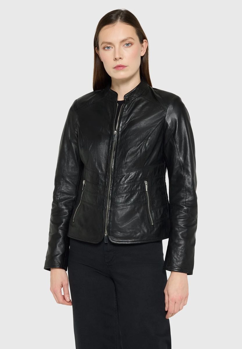Elegante Lederjacke mit Stehkragen