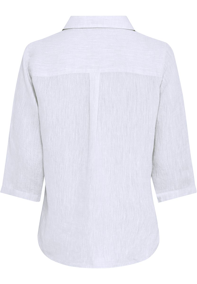 Gerade geschnittene Leinen-V-Ausschnitt-Bluse