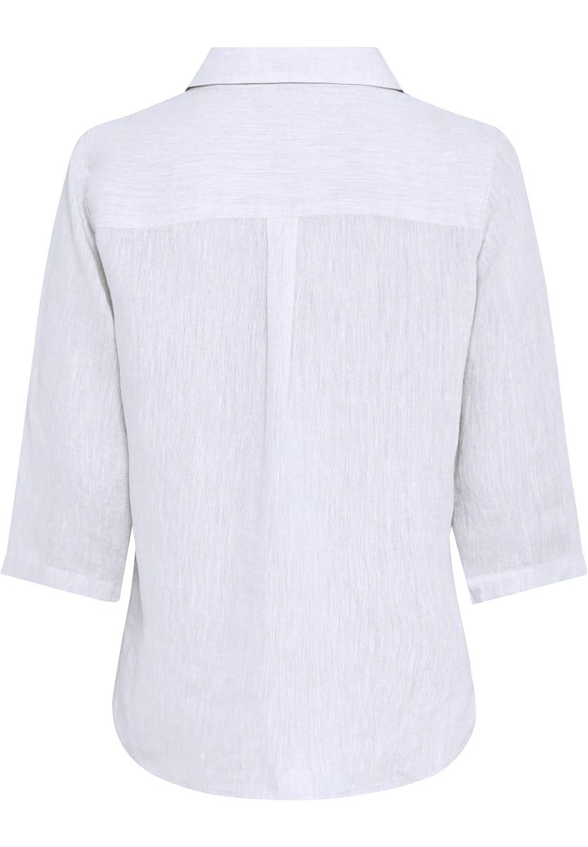 Gerade geschnittene Leinen-V-Ausschnitt-Bluse