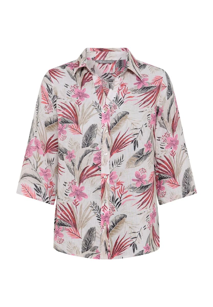 Leinenbluse mit Tropenprint