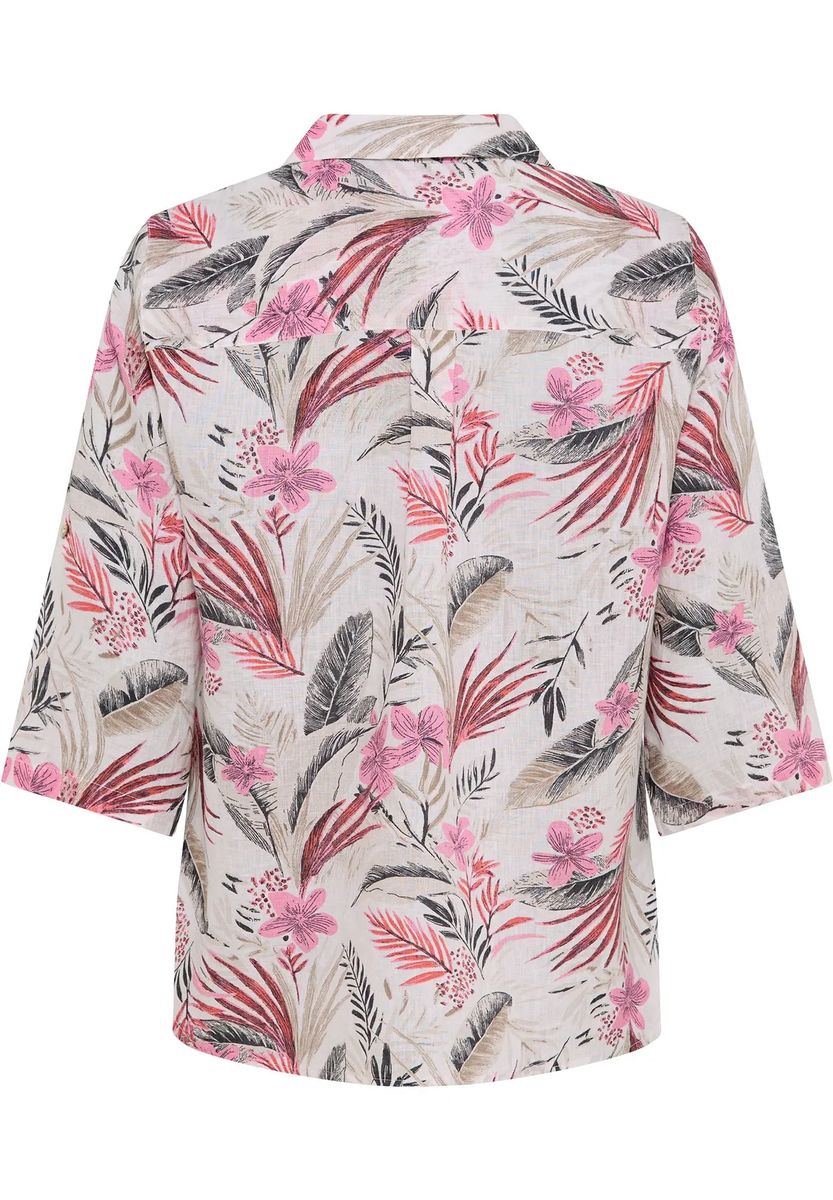 Leinenbluse mit Tropenprint