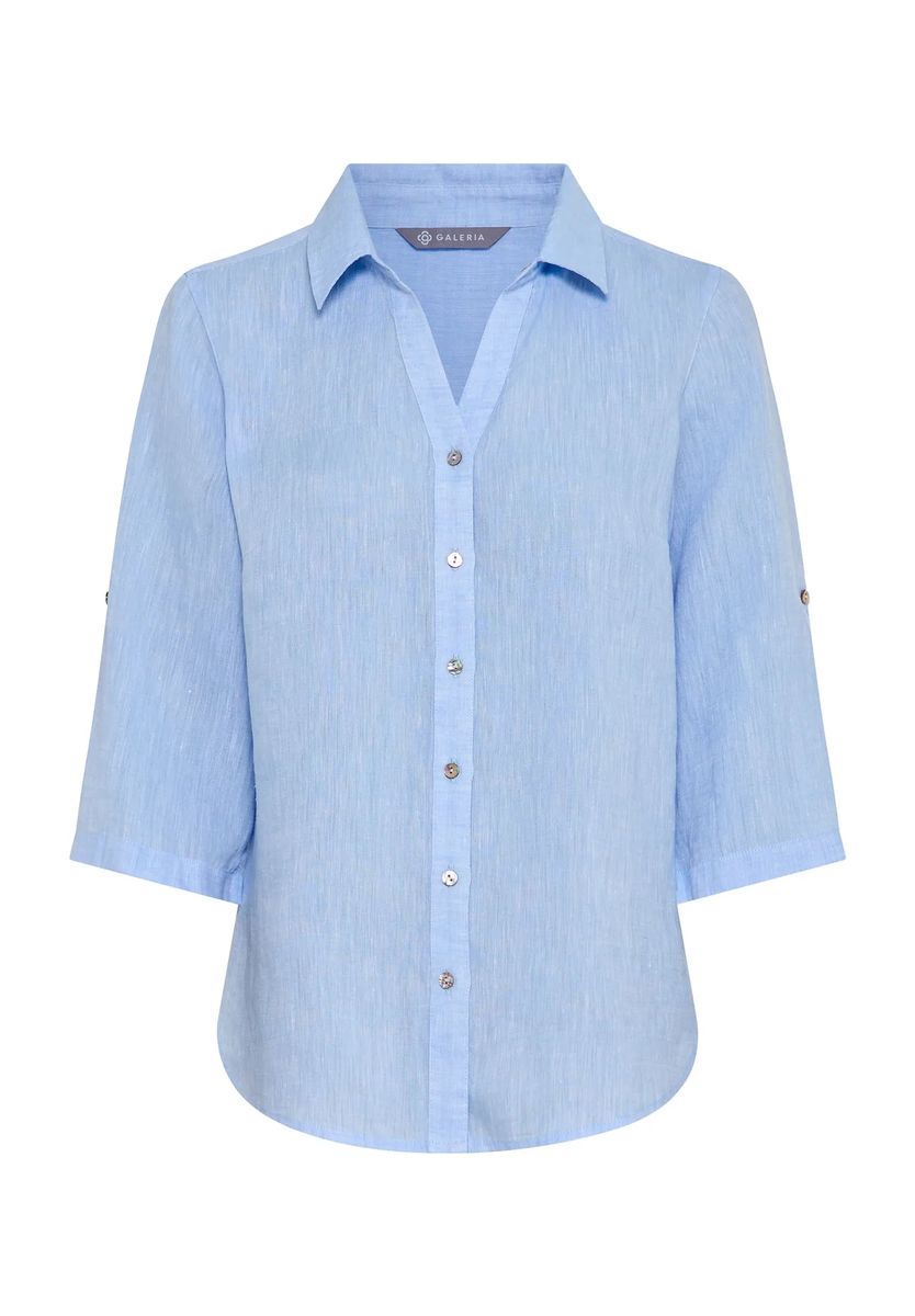 Atmungsaktive Leinenbluse mit Dreiviertelärmeln