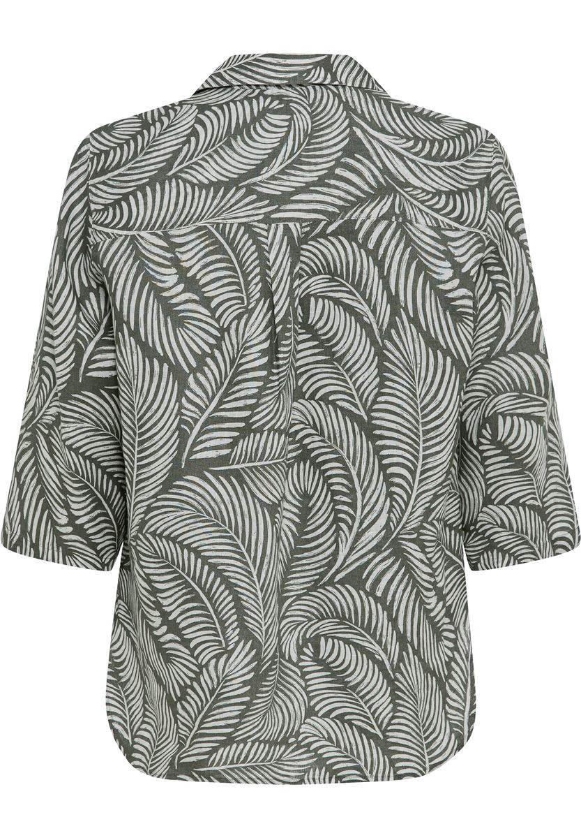 Leinenbluse mit Blattmuster