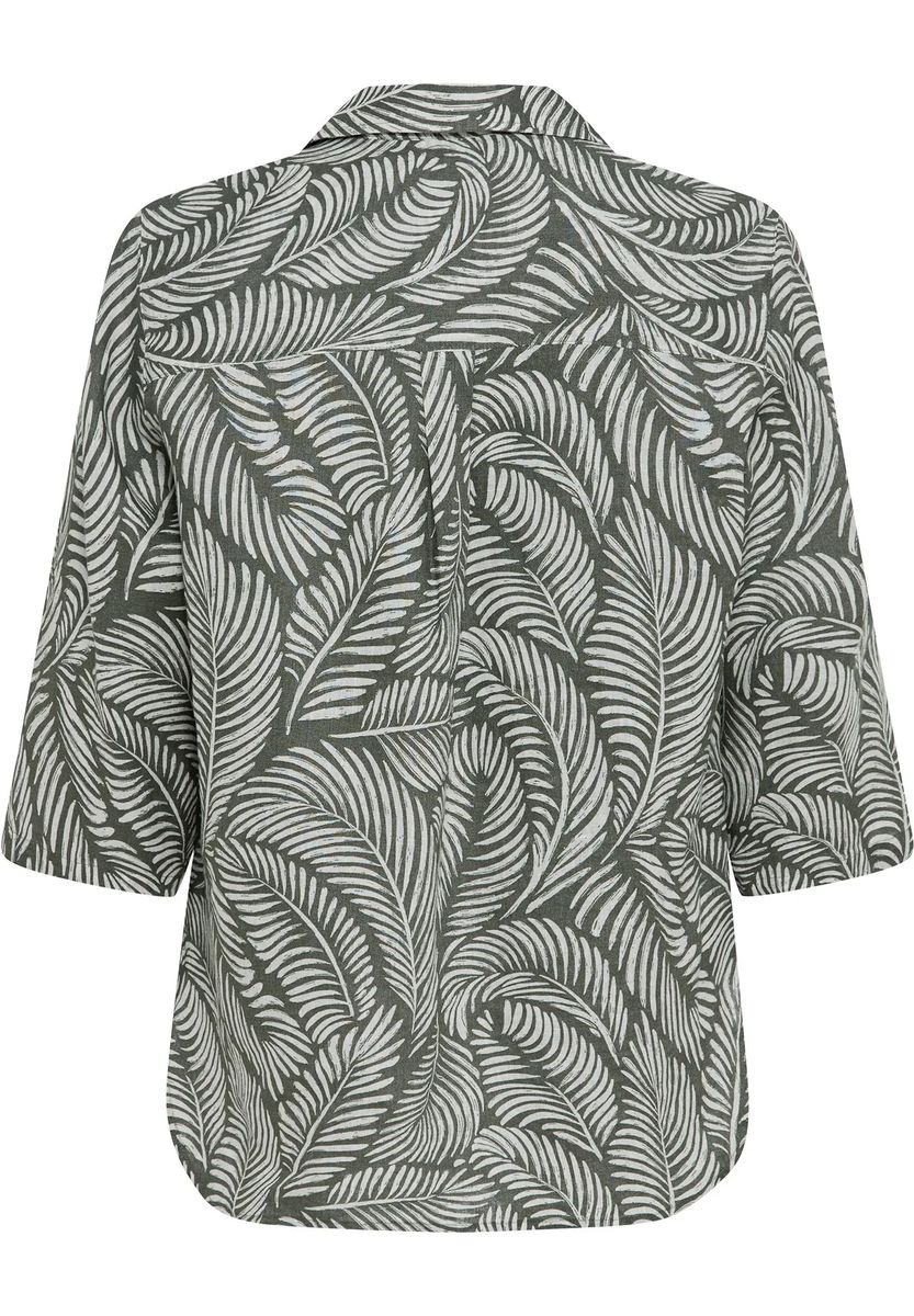 Leinenbluse mit Blattmuster