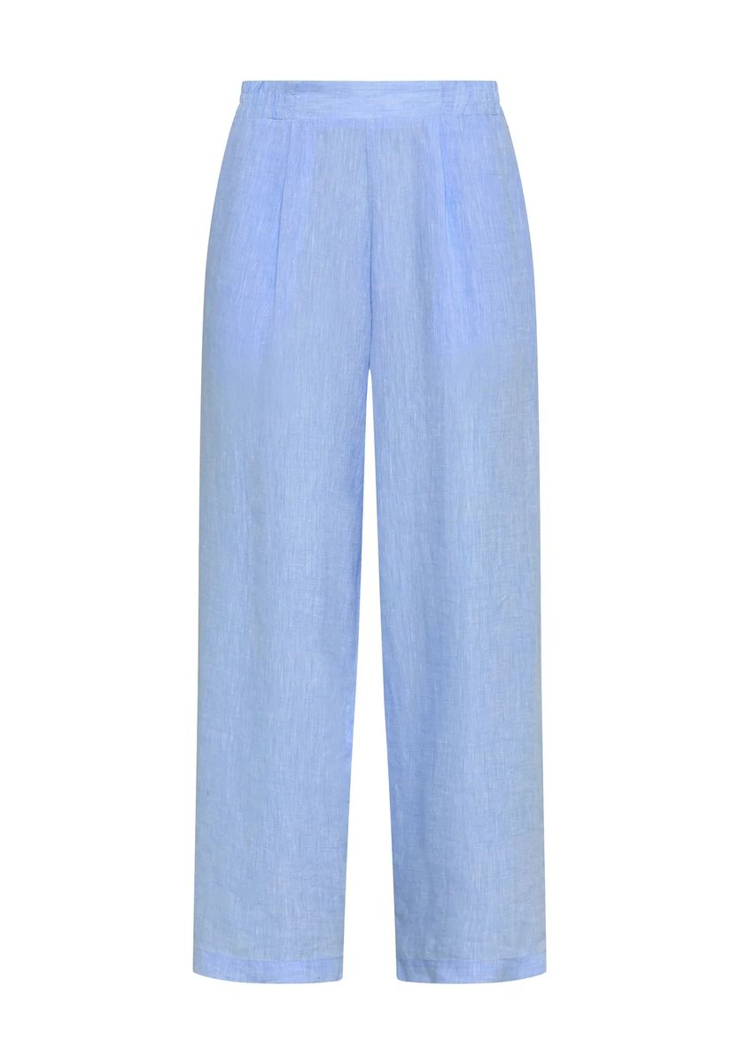 Weite Leinenhose mit elastischem Bund