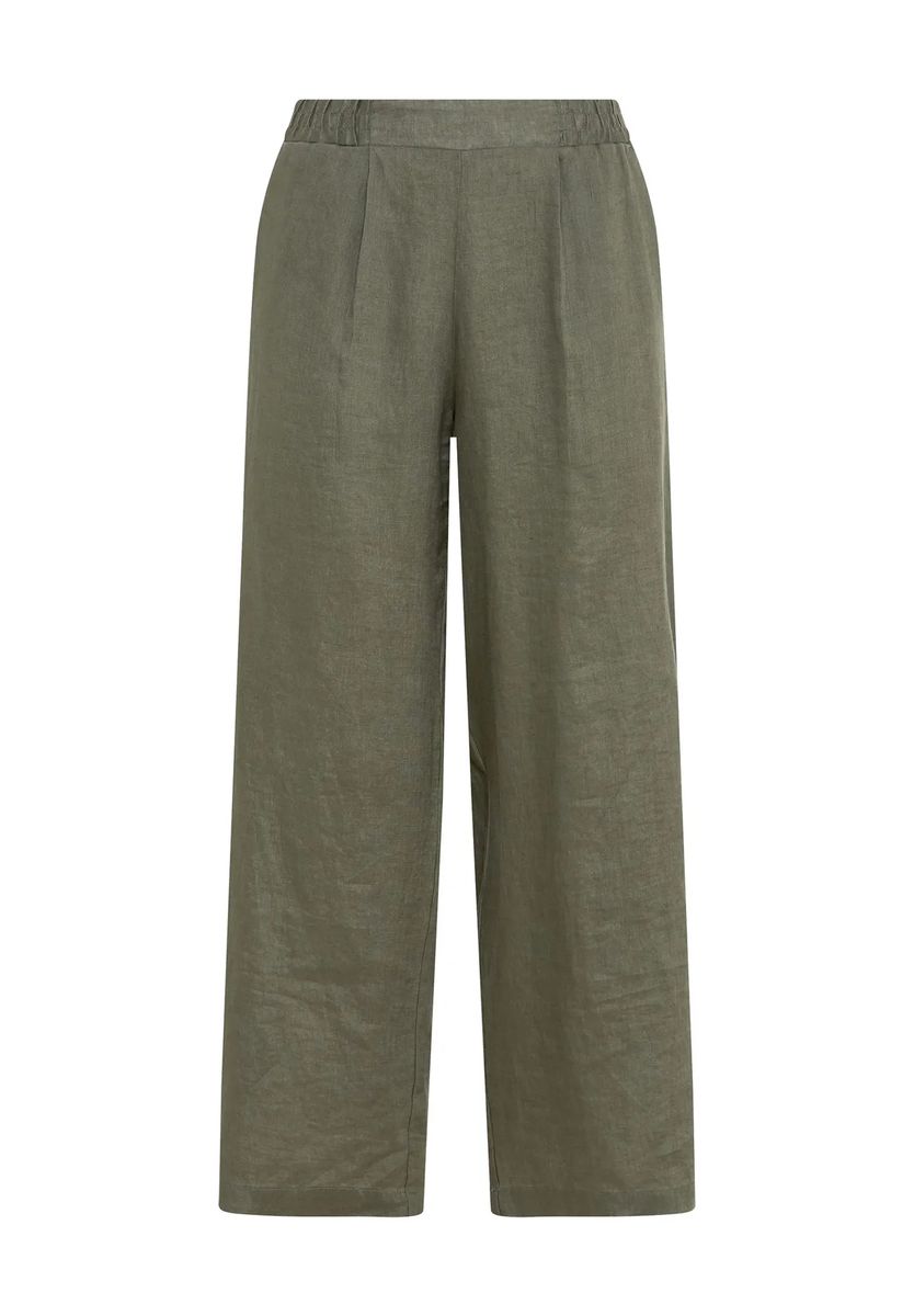 Weite Leinenhose mit elastischem Bund
