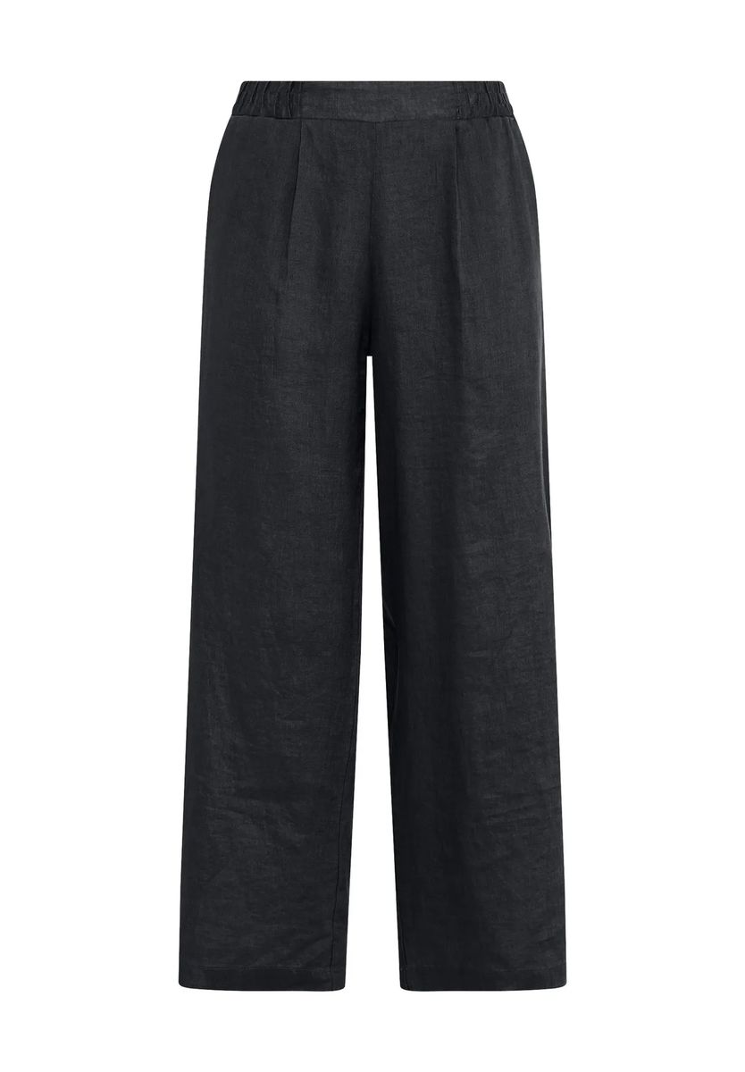 Weite Leinenhose mit Bundfalten