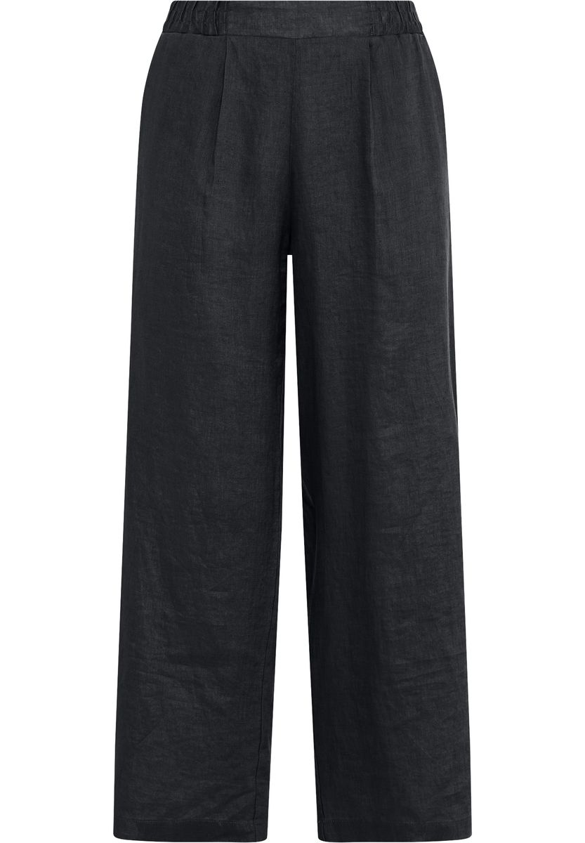 Weite Leinenhose mit Bundfalten