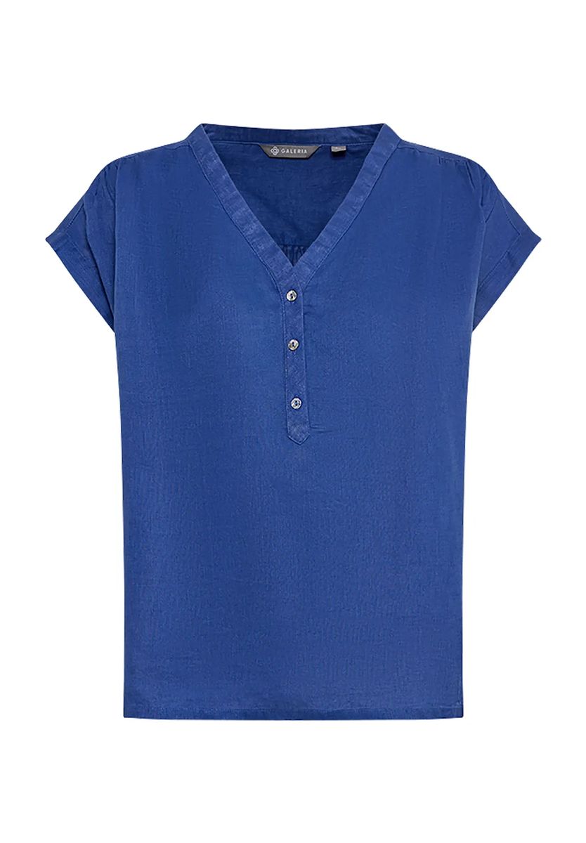 Kurzärmelige Henley-Bluse mit Split-Neck