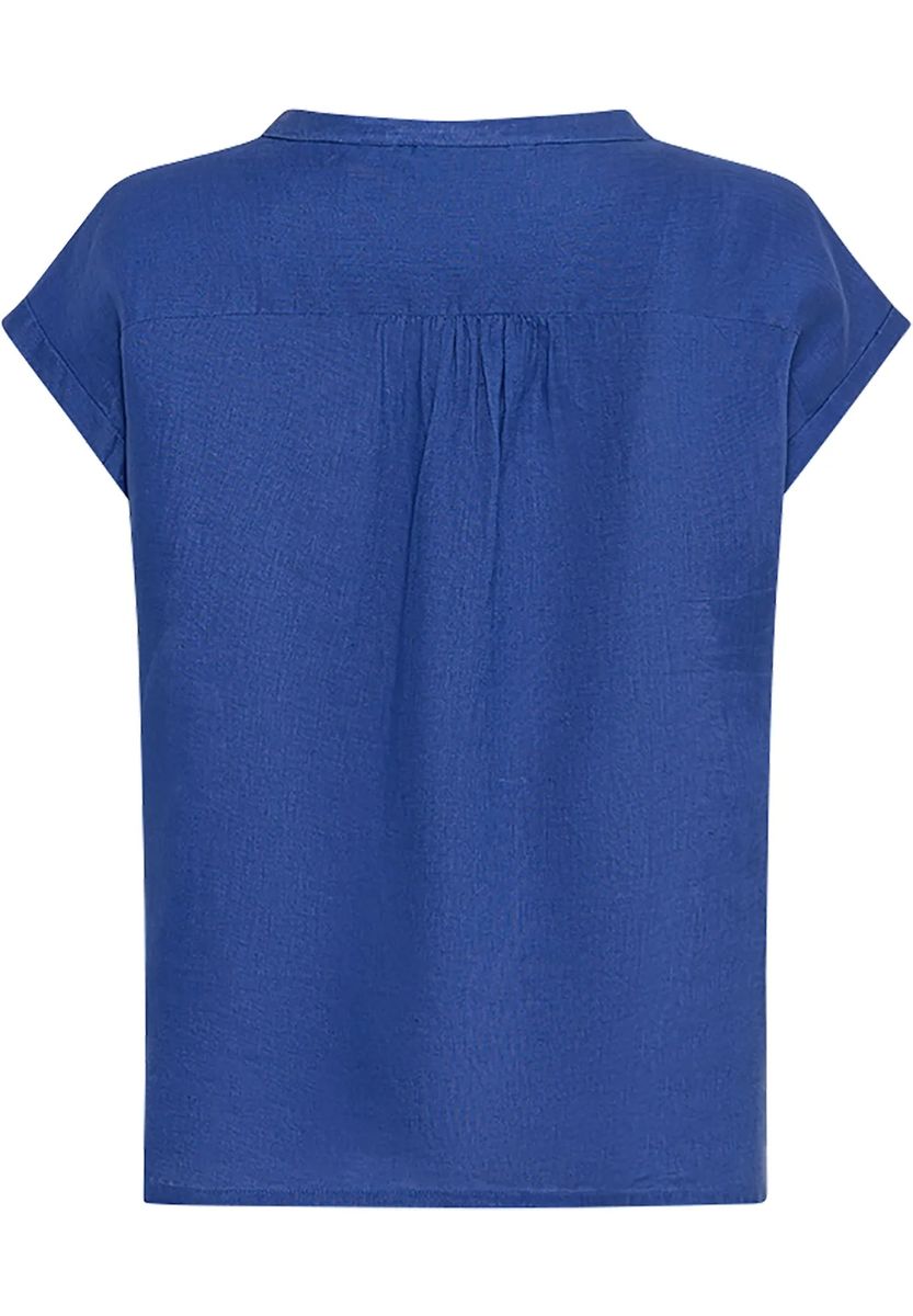 Kurzärmelige Henley-Bluse mit Split-Neck