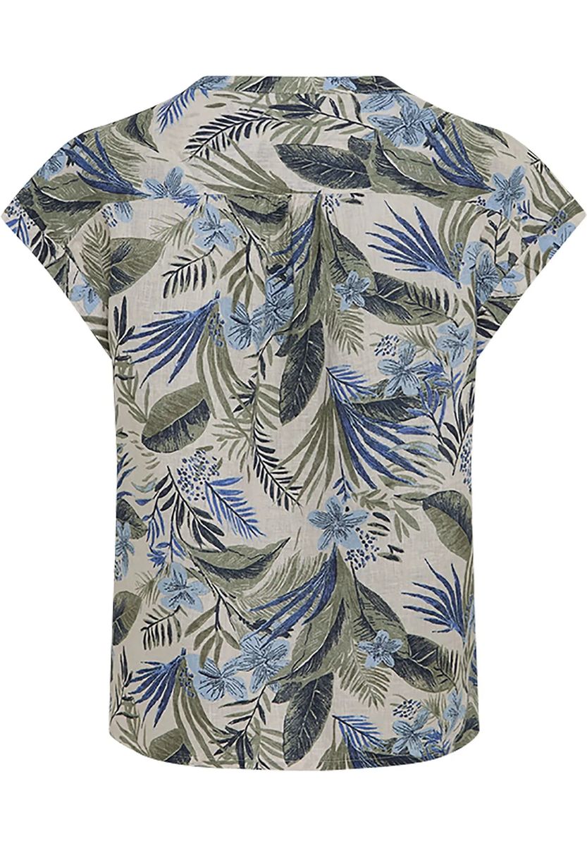 Bluse mit Tropenmuster und Split-Neck