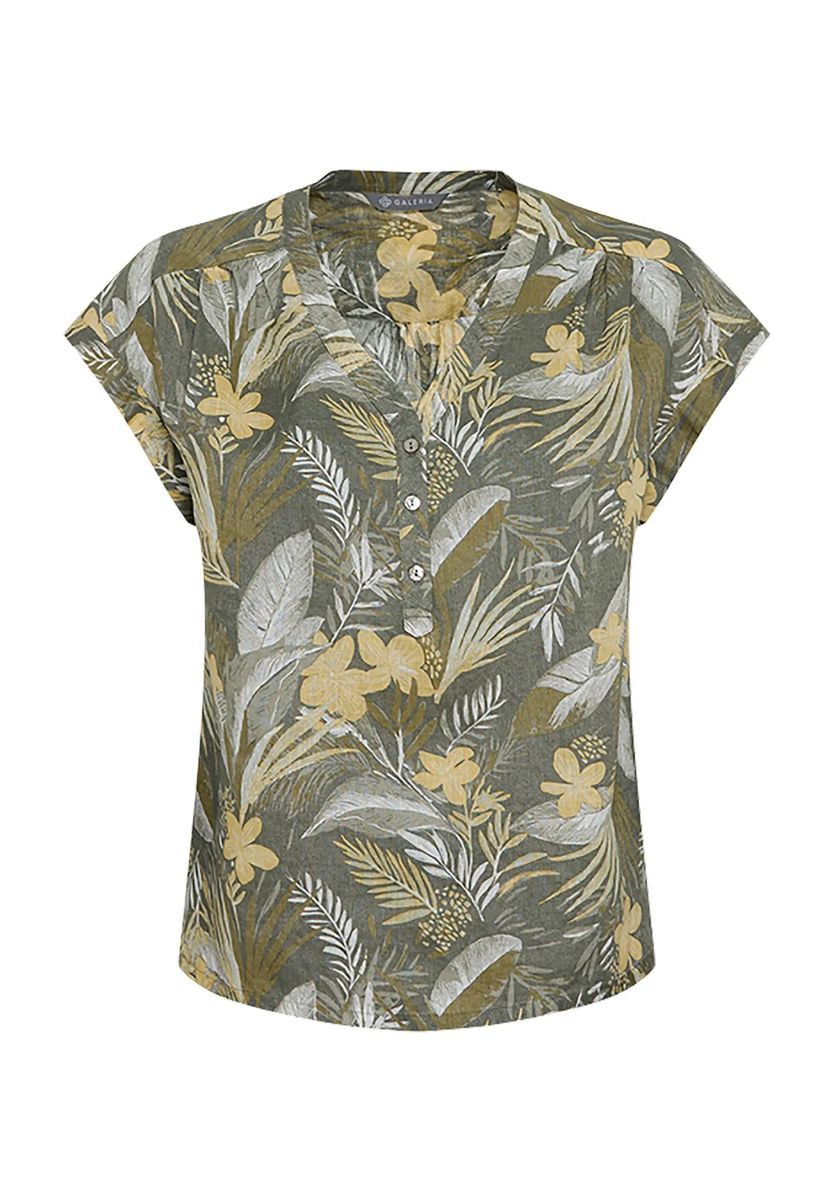Tropische Split-Neck Shirtbluse