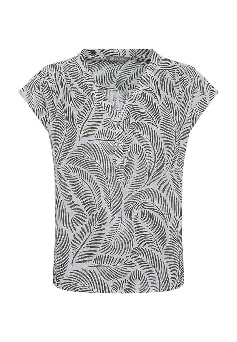 Shirtbluse mit tropischem Print