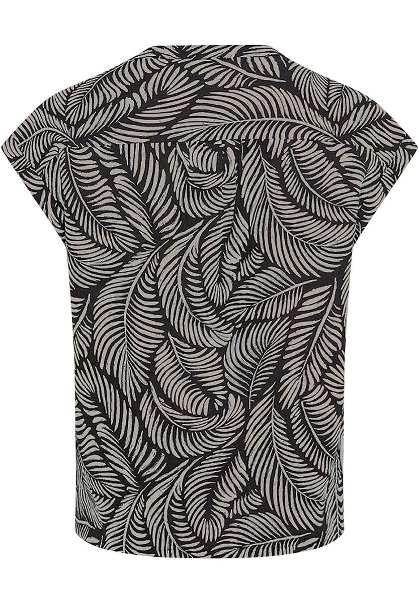 Henley-Bluse mit tropischem Palmendruck