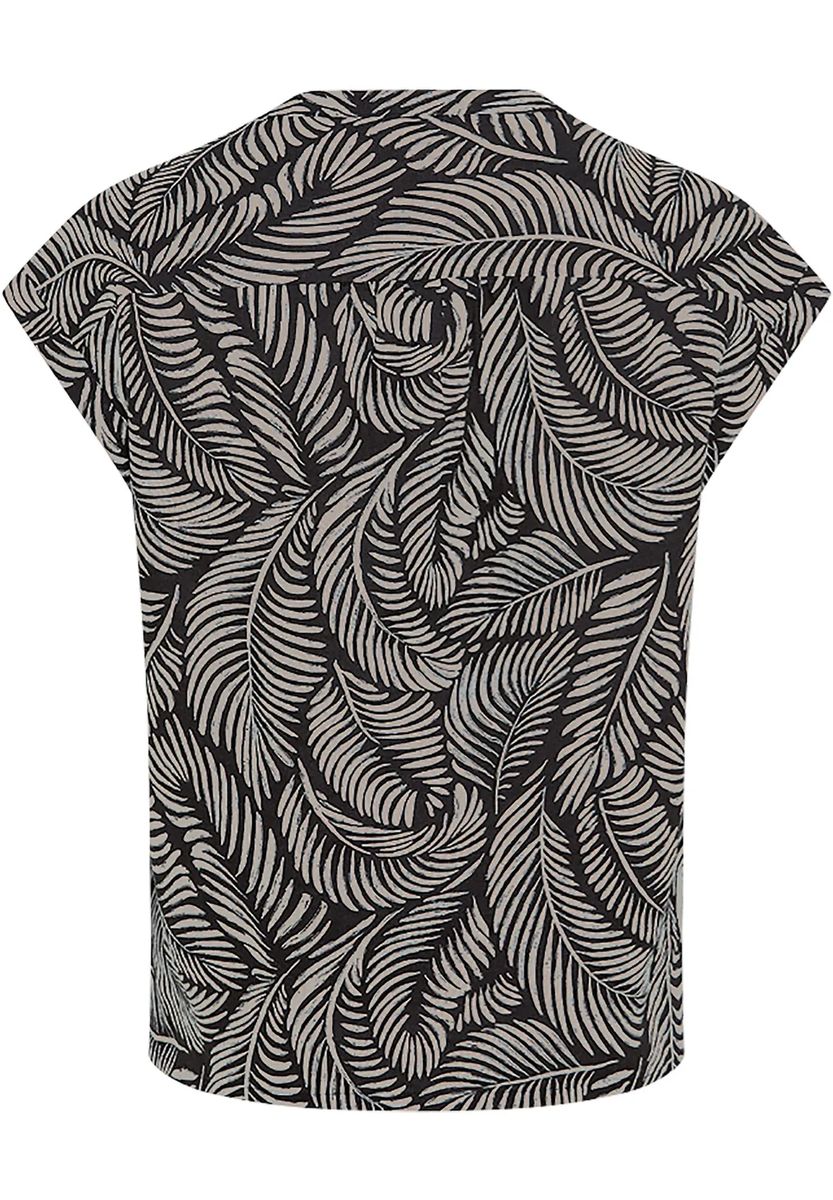 Henley-Bluse mit tropischem Palmendruck