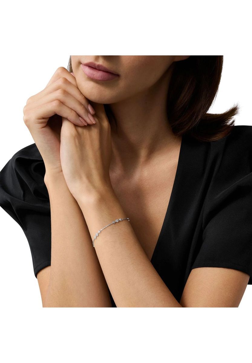 Silberfarbenes Kettenarmband mit Kristallen