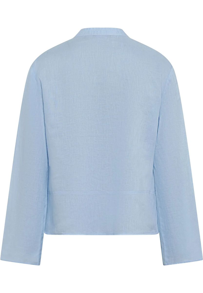 Minimalistische Leinenbluse mit Split-Neck
