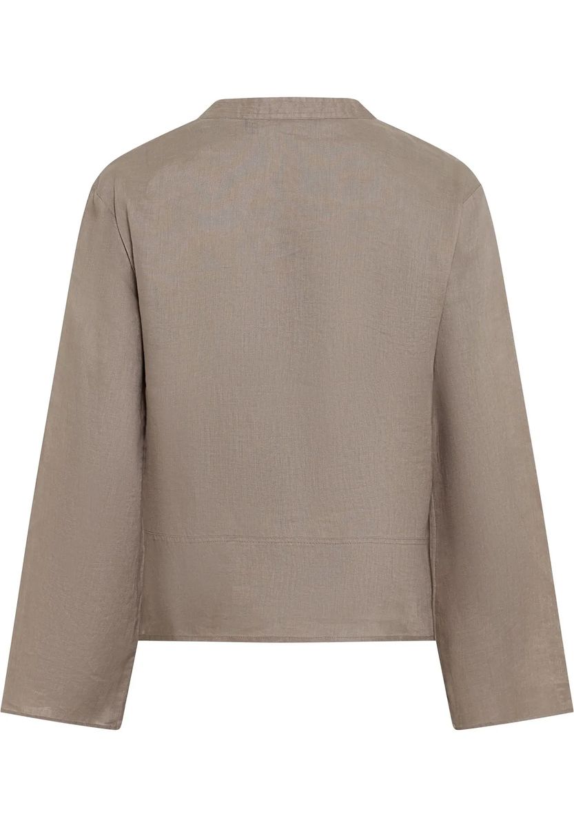 Minimalistische Leinenbluse mit Split-Neck