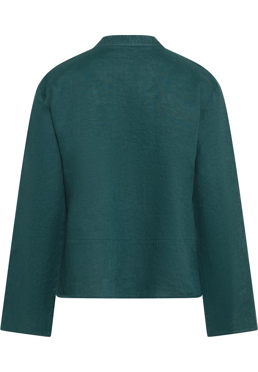 Minimalistische Leinenbluse mit Split-Neck