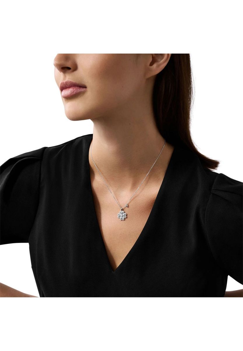 Silbernes Kleeblatt-Anhänger Halskette Charm