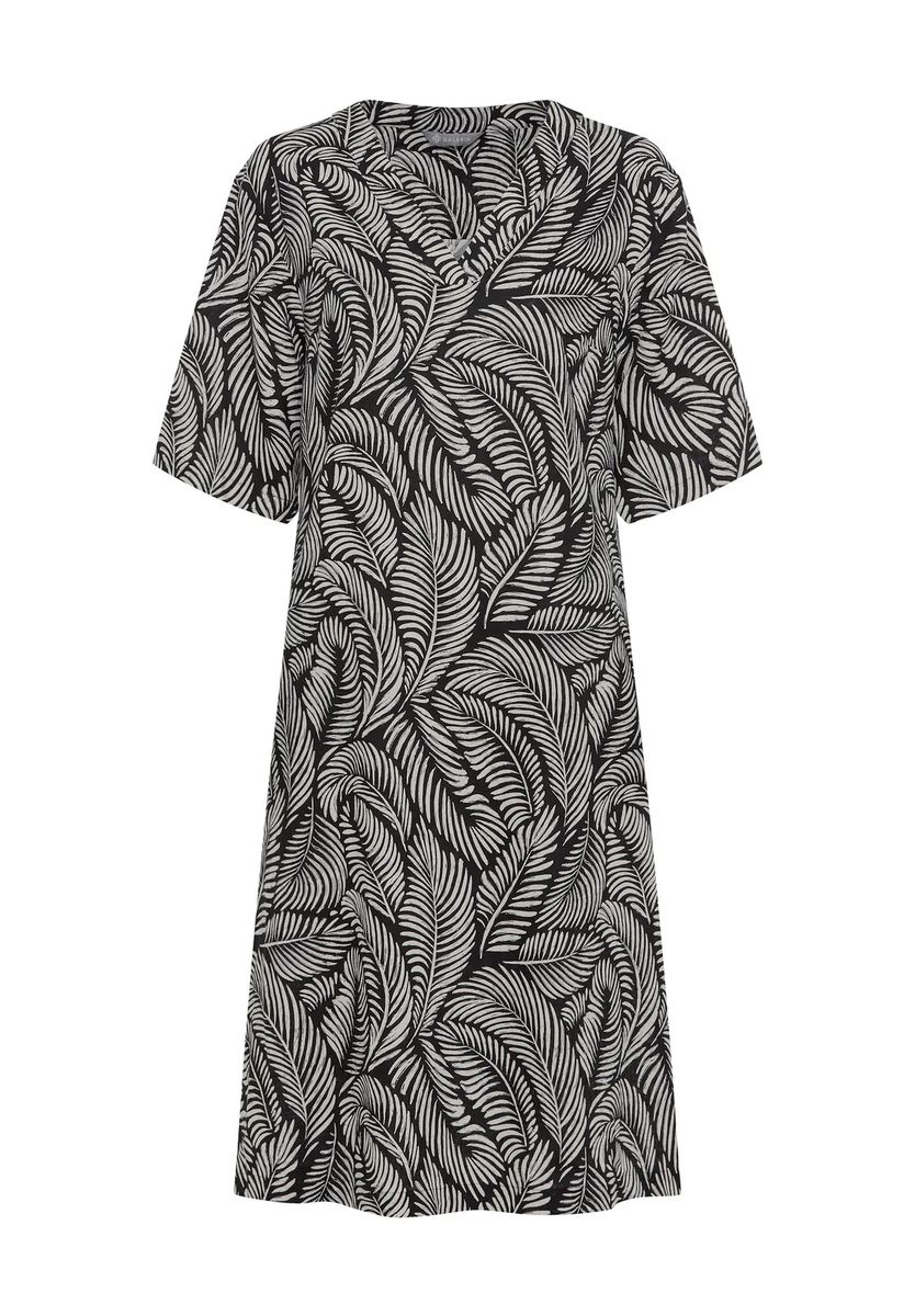 Hemdblusenkleid mit grafischem Blattmuster