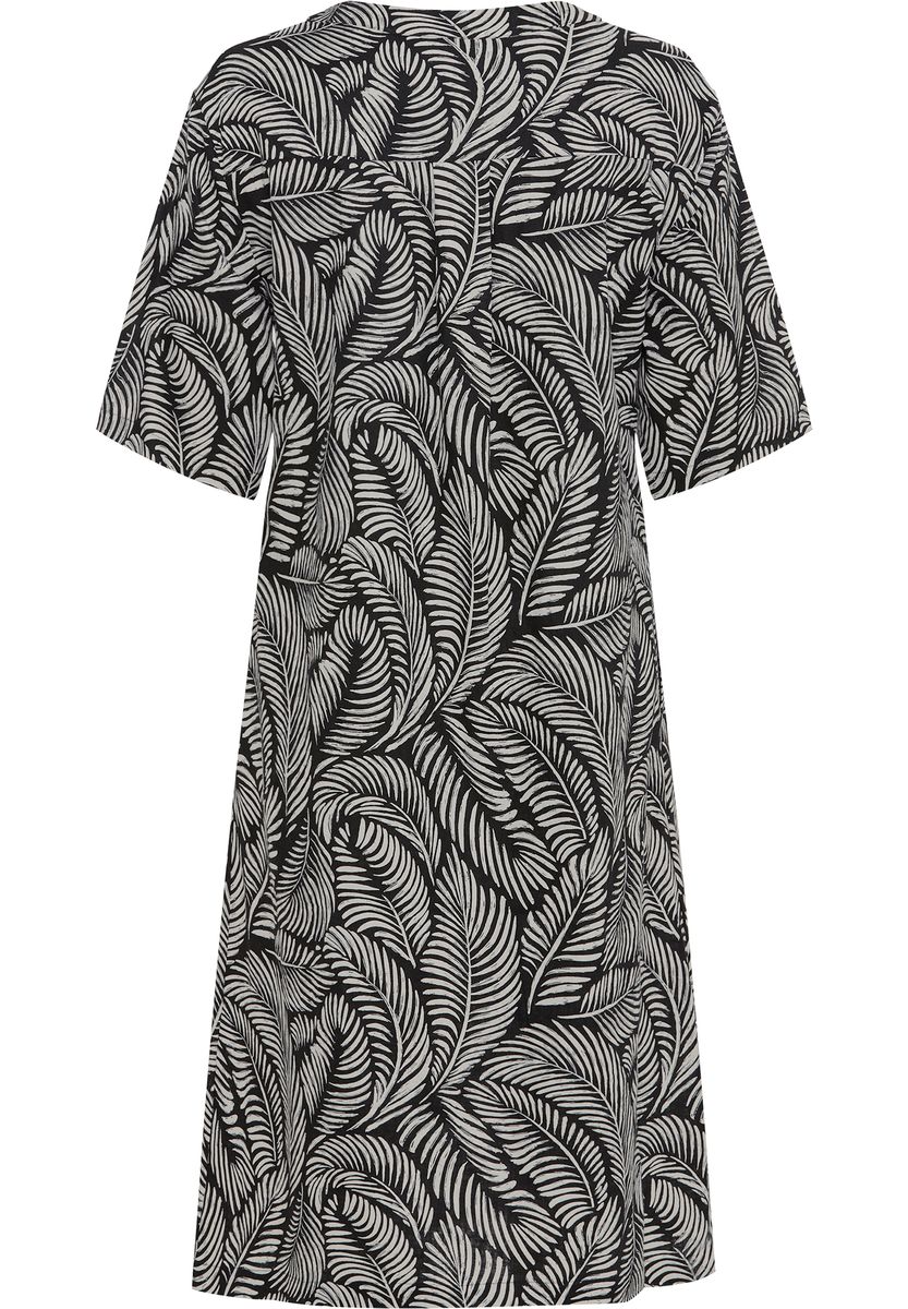 Hemdblusenkleid mit grafischem Blattmuster