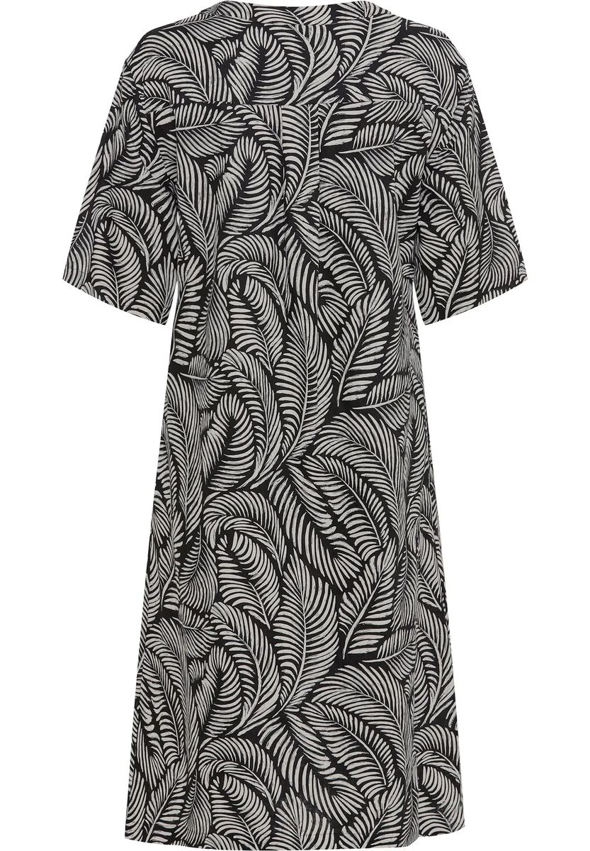 Hemdblusenkleid mit grafischem Blattmuster