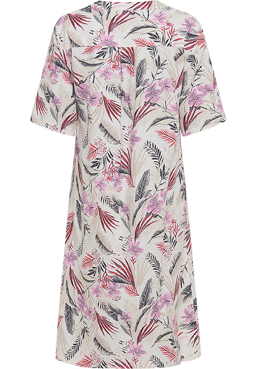Tropisches Shirtkleid mit V-Ausschnitt
