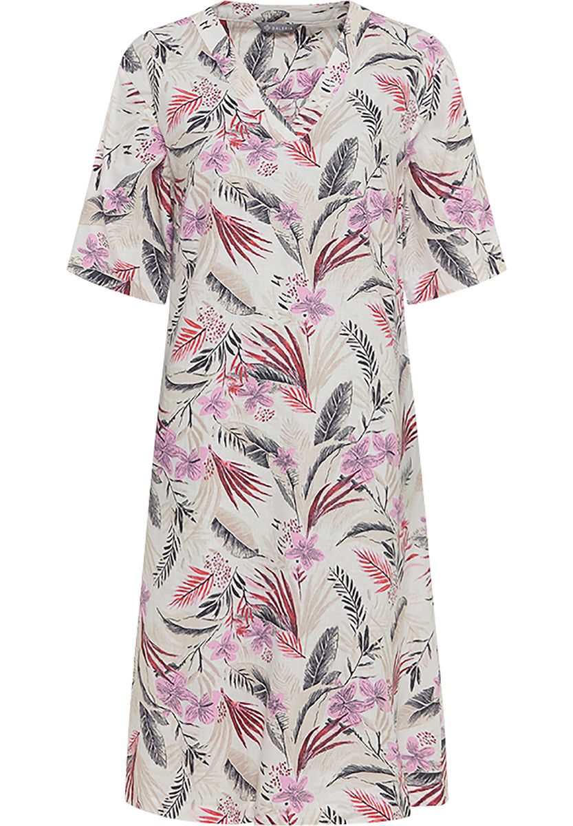 Tropisches Shirtkleid mit V-Ausschnitt