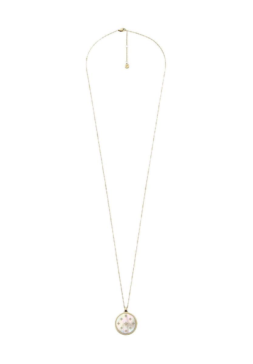 Halskette mit Perlmutt-Medaillon in Goldton